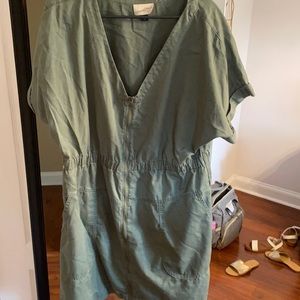 Army green zip up dress